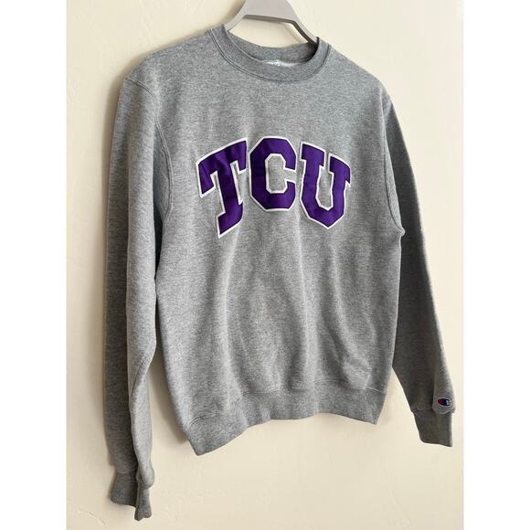 Vintage Authentic Champion Gray TCU College Crewneck Pull Over Sweatshirt Small - Picture 3 of 6